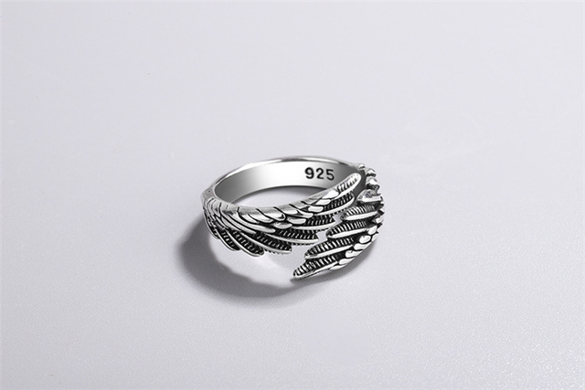 Elegancki pierścień Vintage Thai z srebrnymi skrzydłami 925 srebro - Wianko - 21