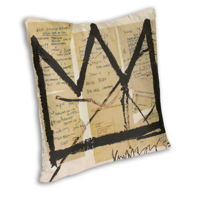 Nordic koronę Jean Michel Basquiat - poszewka na poduszkę 40x40 cm z graffiti art, ozdoba sofy - Wianko - 2
