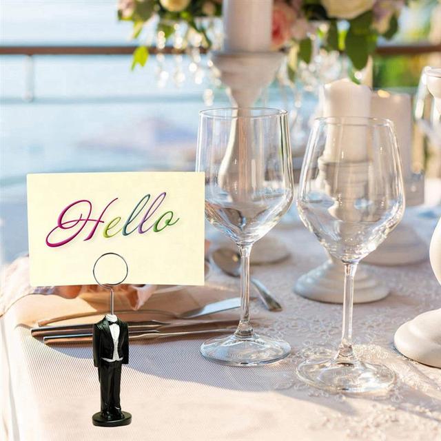 Zestaw 2 sztuk zdjęć ślubnych - stojak na numer stołu Bride & Groom, dekoracja stołu - Wianko - 2