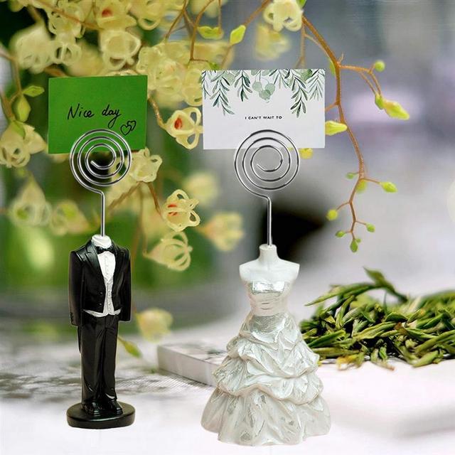 Zestaw 2 sztuk zdjęć ślubnych - stojak na numer stołu Bride & Groom, dekoracja stołu - Wianko - 4