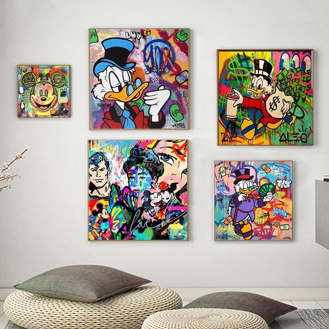 Plakat na ścianę - Płótno Disney Graffiti z postaciami Myszki Miki, Kaczora Donalda, Pantery i Anime do dekoracji salonu - Wianko - 3