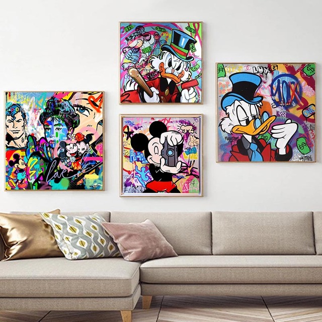 Plakat na ścianę - Płótno Disney Graffiti z postaciami Myszki Miki, Kaczora Donalda, Pantery i Anime do dekoracji salonu - Wianko - 4