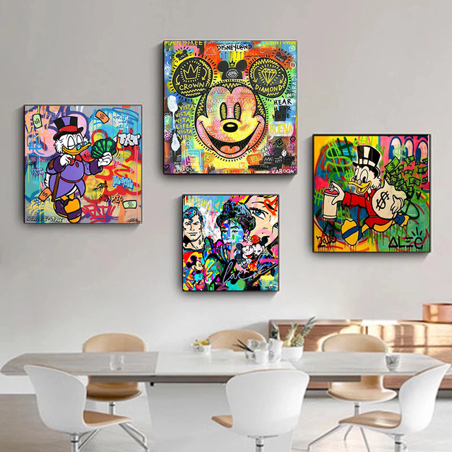 Plakat na ścianę - Płótno Disney Graffiti z postaciami Myszki Miki, Kaczora Donalda, Pantery i Anime do dekoracji salonu - Wianko - 5
