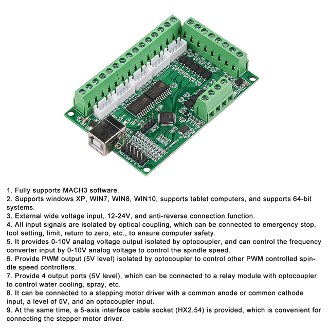 MACH3 V2.1 – sterownik silnika krokowego do grawerowania CNC z płytą główną 5-osiowego interfejsu sterującego i akcesoriami - Wianko - 16
