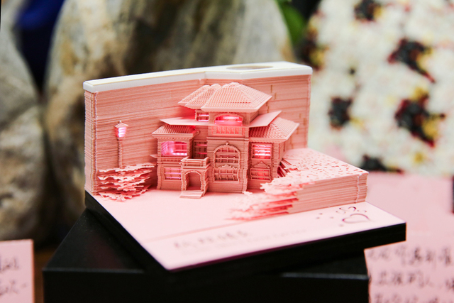 Notatnik 3D Ślub 155 arkusz Omoshiroi - Vintage kostka Memo Cube Journal z pawilonem w miniaturze - niespodzianka prezent - Wianko - 28