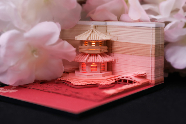 Notatnik 3D Ślub 155 arkusz Omoshiroi - Vintage kostka Memo Cube Journal z pawilonem w miniaturze - niespodzianka prezent - Wianko - 27