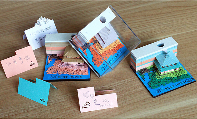 Notatnik 3D Ślub 155 arkusz Omoshiroi - Vintage kostka Memo Cube Journal z pawilonem w miniaturze - niespodzianka prezent - Wianko - 14