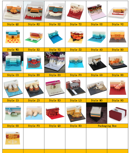 Notatnik 3D Ślub 155 arkusz Omoshiroi - Vintage kostka Memo Cube Journal z pawilonem w miniaturze - niespodzianka prezent - Wianko - 34