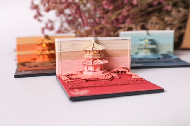 Notatnik 3D Ślub 155 arkusz Omoshiroi - Vintage kostka Memo Cube Journal z pawilonem w miniaturze - niespodzianka prezent - Wianko - 24