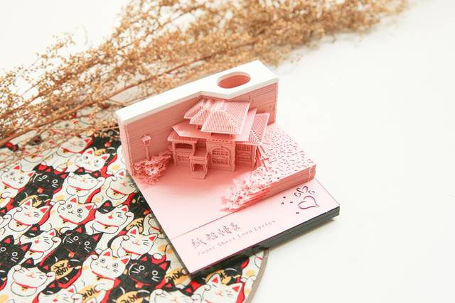 Notatnik 3D Ślub 155 arkusz Omoshiroi - Vintage kostka Memo Cube Journal z pawilonem w miniaturze - niespodzianka prezent - Wianko - 31