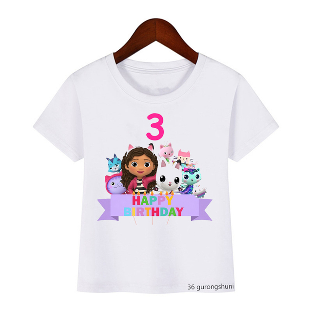 Kawaii T-Shirt dla dziewcząt - śliczna koszulka z nadrukiem Gabbys domek dla lalek, idealna na urodziny dla dziewczynek w wieku 2-10 lat - Wianko - 19
