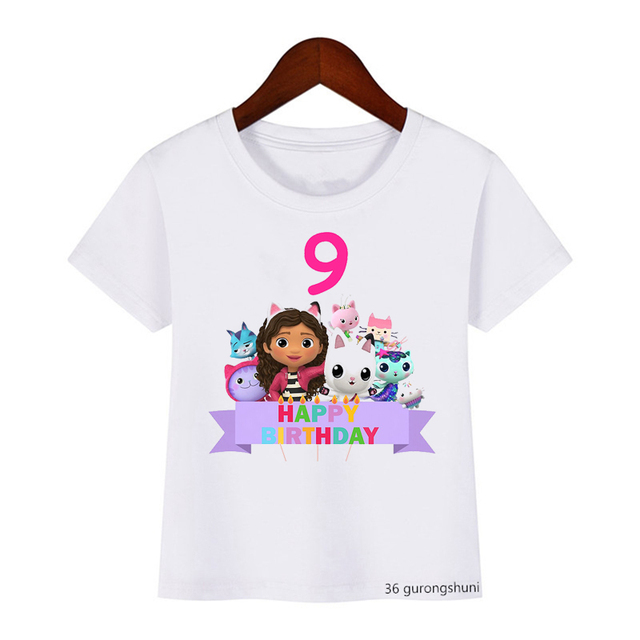Kawaii T-Shirt dla dziewcząt - śliczna koszulka z nadrukiem Gabbys domek dla lalek, idealna na urodziny dla dziewczynek w wieku 2-10 lat - Wianko - 7