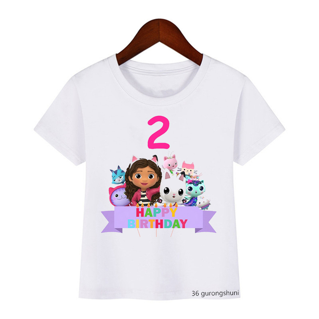 Kawaii T-Shirt dla dziewcząt - śliczna koszulka z nadrukiem Gabbys domek dla lalek, idealna na urodziny dla dziewczynek w wieku 2-10 lat - Wianko - 21