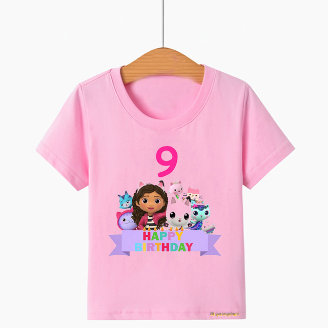 Kawaii T-Shirt dla dziewcząt - śliczna koszulka z nadrukiem Gabbys domek dla lalek, idealna na urodziny dla dziewczynek w wieku 2-10 lat - Wianko - 6