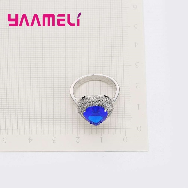 Pierścionek zaręczynowy z dużym niebieskim klejnotem w luksusowym designie i pełnych cyrkonii - idealny prezent dla kobiet - Wianko - 7