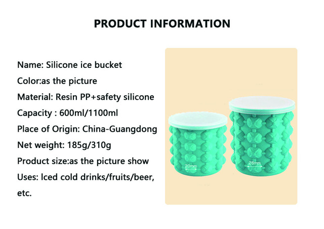 Przenośne wiaderko do lodu - lekka kostkarka z silikonu - Wianko - 1