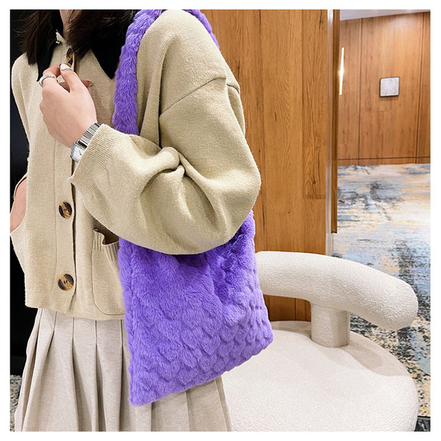 Duża torba na ramię dla kobiet z bawełnianej tkaniny w stylu koreańskim i japońskim - pojemna, pluszowa i nowoczesna - Wianko - 10