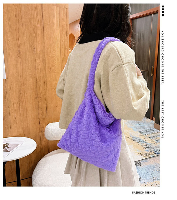 Duża torba na ramię dla kobiet z bawełnianej tkaniny w stylu koreańskim i japońskim - pojemna, pluszowa i nowoczesna - Wianko - 1