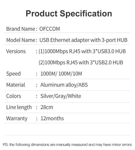 Hub USB C Ethernet 4-in-1 - przystawka Gigabit Ethernet 10/100/1000Mbps z portem USB 3.0 do Macbook Pro i Windows - Wianko - 17