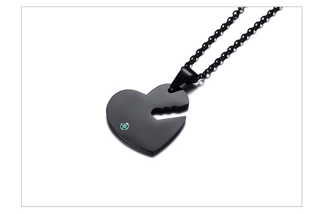 Vnox Personalizowany zestaw naszyjników Key Heart Puzzle z Birthstones dla pary - Wianko - 11