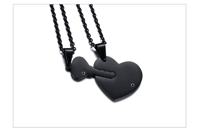 Vnox Personalizowany zestaw naszyjników Key Heart Puzzle z Birthstones dla pary - Wianko - 7