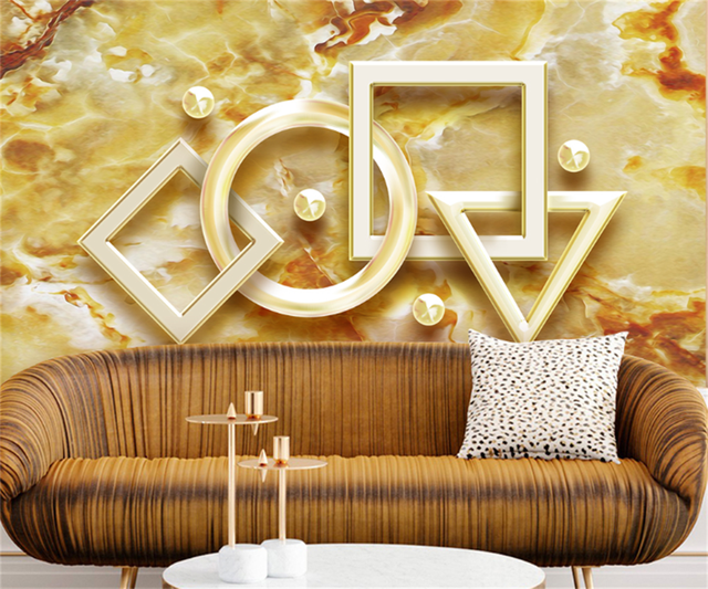 Europejsko-amerykańska złota tapeta 3D z geometrycznym wzorem przepływu dostosowana do każdego rozmiaru malowania ścian - Wianko - 4