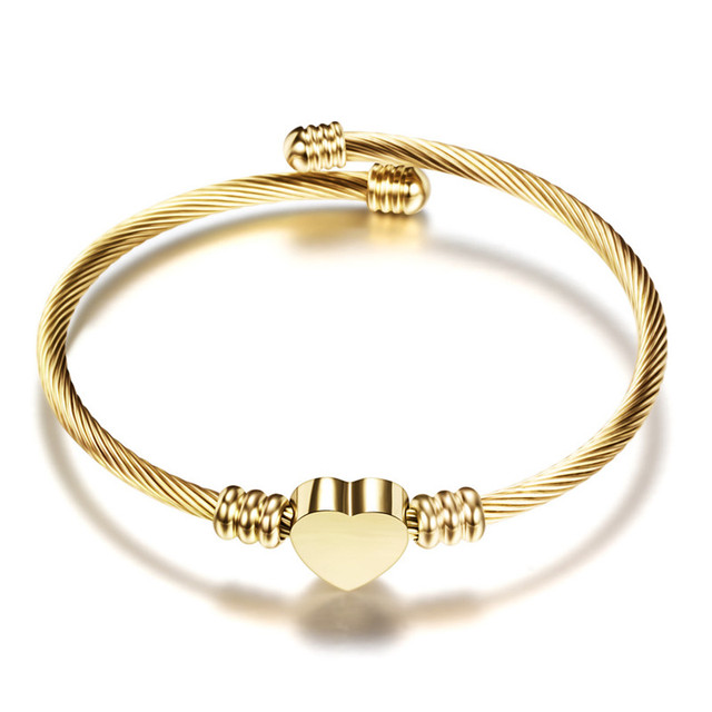 Bransoletka łańcuszkowa ze stali nierdzewnej w kolorze złotym z uroczym sercem - biżuteria ślubna dla kobiet - Wianko - 5