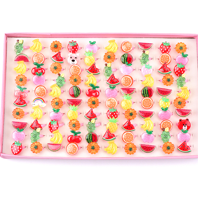 10 sztuk kolorowych pierścieni z kwiatowymi owocami zwierzątek dla dziewczynek - piękna biżuteria mix stylów w prezencie - Wianko - 3