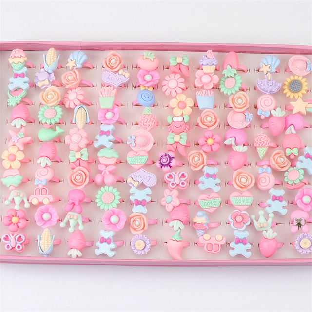 10 sztuk kolorowych pierścieni z kwiatowymi owocami zwierzątek dla dziewczynek - piękna biżuteria mix stylów w prezencie - Wianko - 2
