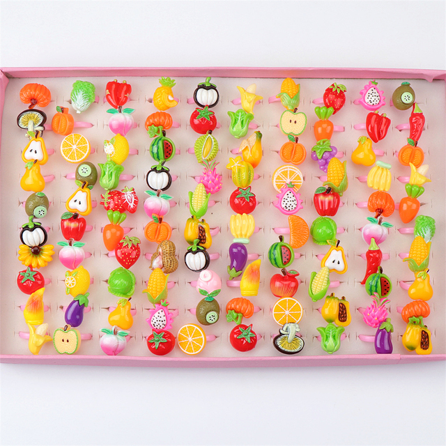 10 sztuk kolorowych pierścieni z kwiatowymi owocami zwierzątek dla dziewczynek - piękna biżuteria mix stylów w prezencie - Wianko - 10
