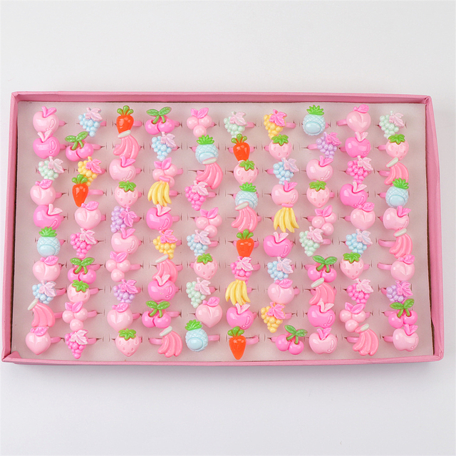 10 sztuk kolorowych pierścieni z kwiatowymi owocami zwierzątek dla dziewczynek - piękna biżuteria mix stylów w prezencie - Wianko - 4