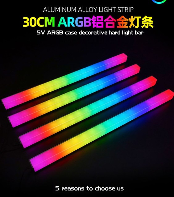 Taśma LED 4pin RGB ARGB 5V 3PIN do obudowy komputera - podłużna lampa magnetyczna z synchronizacją kolorów - Wianko - 1