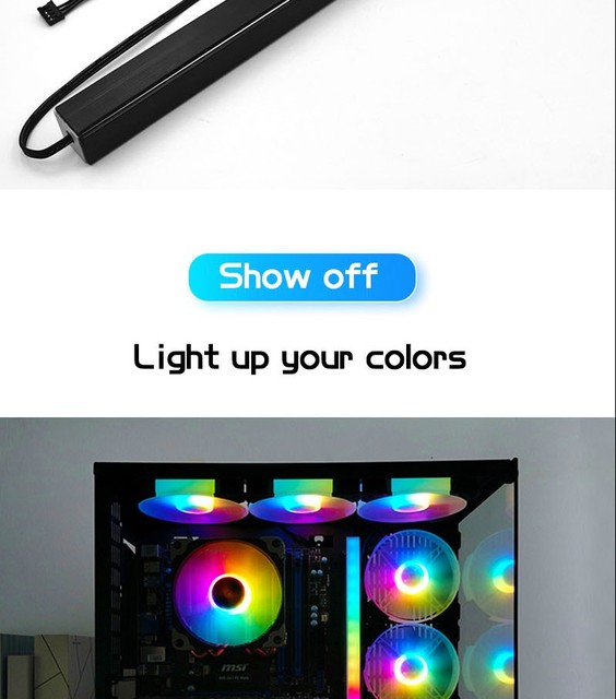 Taśma LED 4pin RGB ARGB 5V 3PIN do obudowy komputera - podłużna lampa magnetyczna z synchronizacją kolorów - Wianko - 12