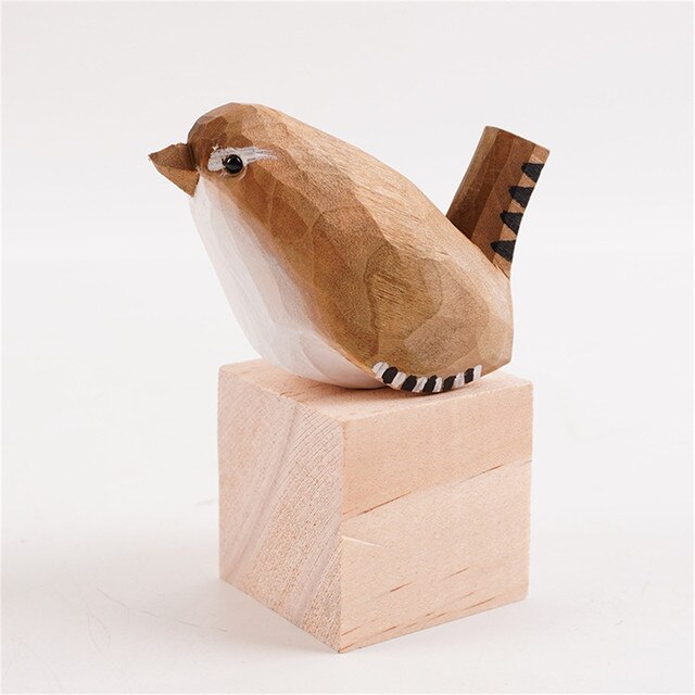 Figurka ptaka - mały drewniany, ręcznie rzeźbiona statuetka z ptakiem - Wianko - 7