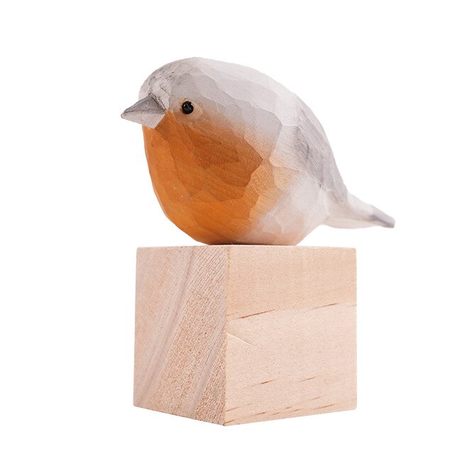 Figurka ptaka - mały drewniany, ręcznie rzeźbiona statuetka z ptakiem - Wianko - 16