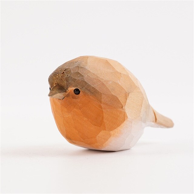 Figurka ptaka - mały drewniany, ręcznie rzeźbiona statuetka z ptakiem - Wianko - 9