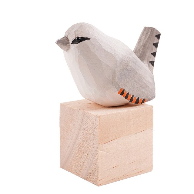 Figurka ptaka - mały drewniany, ręcznie rzeźbiona statuetka z ptakiem - Wianko - 11