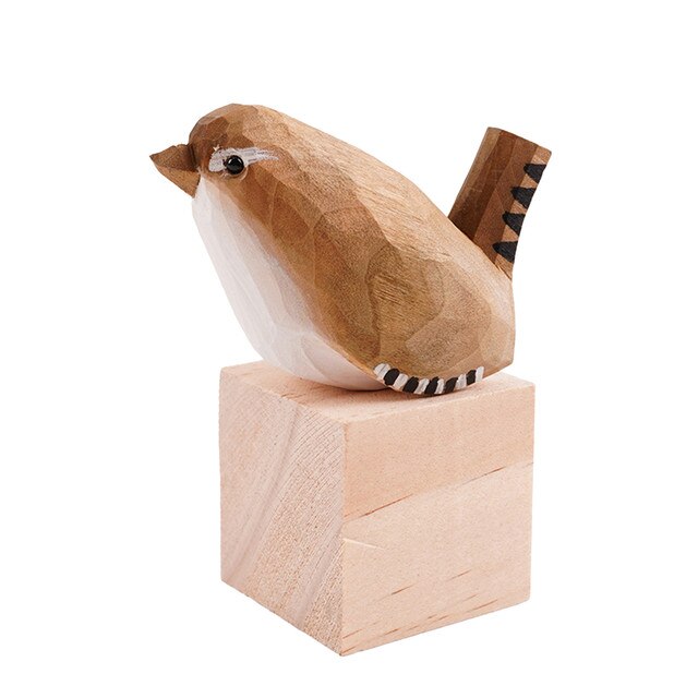 Figurka ptaka - mały drewniany, ręcznie rzeźbiona statuetka z ptakiem - Wianko - 10