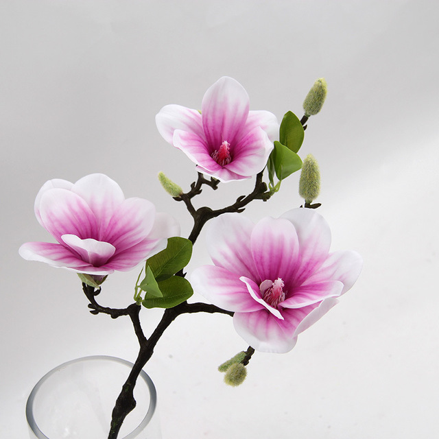 Wysokiej jakości sztuczne kwiaty Magnolia na świąteczne dekoracje ślubne - Wianko - 3