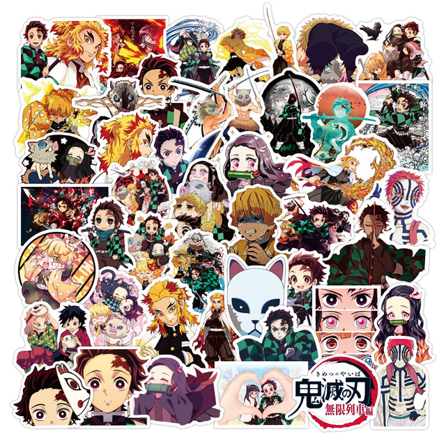 50 Naklejek anime Demon Slayer Tanjiro Kamado - estetyczne, japońskie, kawaii na laptopa, bagaż, Diary, Mugen Train - Wianko - 15