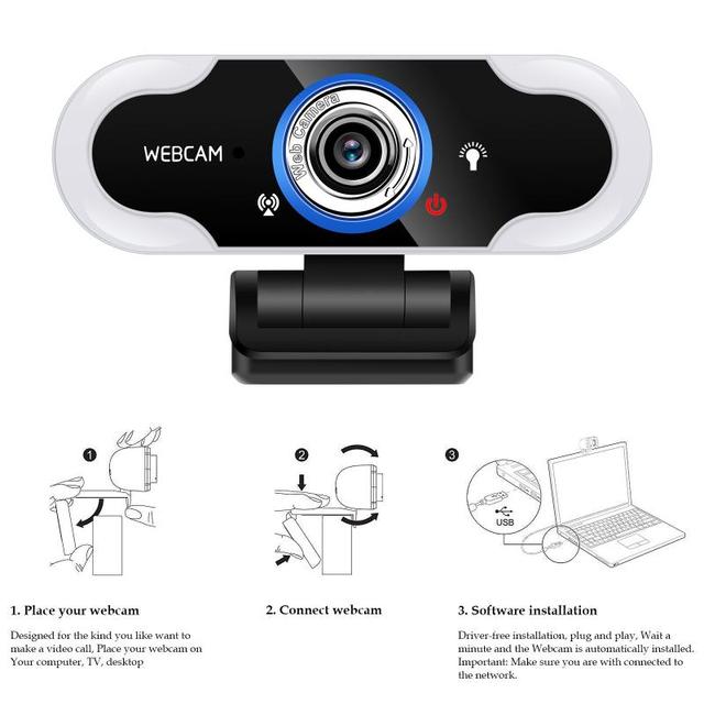 Nowa kamera internetowa HD 2021 z obrotową kamerą 1080P, mikrofonem i oświetleniem LED do spotkań biurowych na żywo na komputer stacjonarny i laptop USB - Wianko - 7