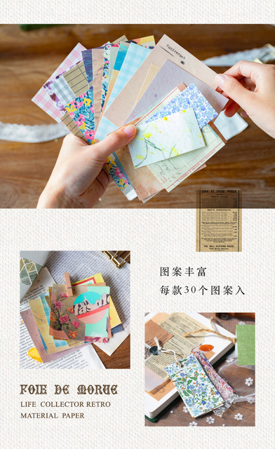 Bloczek notesowy Yoofun Retro kolaż 60 sztuk/paczka kwitnące Scratch tło dekoracyjne papier do scrapbookingu - Wianko - 4