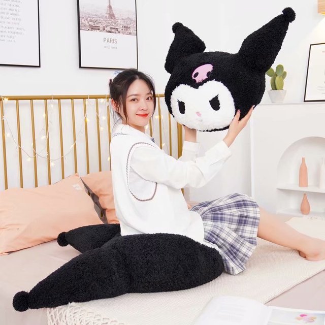 Kuromi pluszowa poduszka lalka Kawaii Anime - dekoracyjna poduszka na sofę i materac na łóżko, idealna jako prezent dla dziewczyny - Wianko - 3