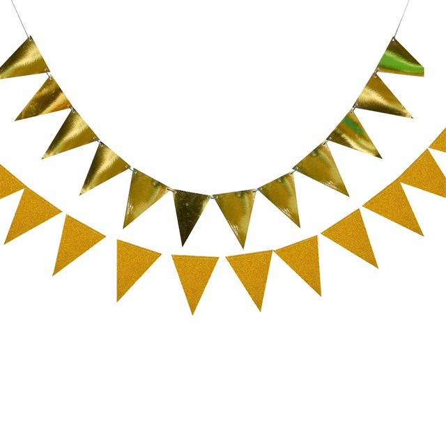 Flaga papierowa złoty/czarny proporczyk Garland 5 metrów - dekoracje na nowy rok, ślub, Baby Shower, urodziny - Wianko - 6