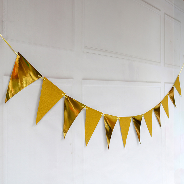 Flaga papierowa złoty/czarny proporczyk Garland 5 metrów - dekoracje na nowy rok, ślub, Baby Shower, urodziny - Wianko - 10