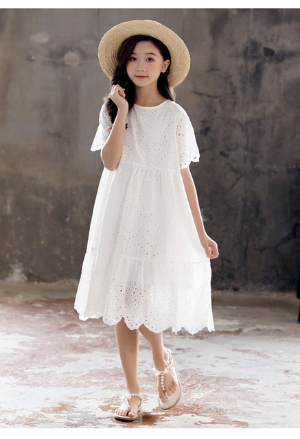 Dziecięca sukienka księżniczka Midi haftowana bawełniana z podszewką - rozmiary 4-16 lat - Wianko - 9