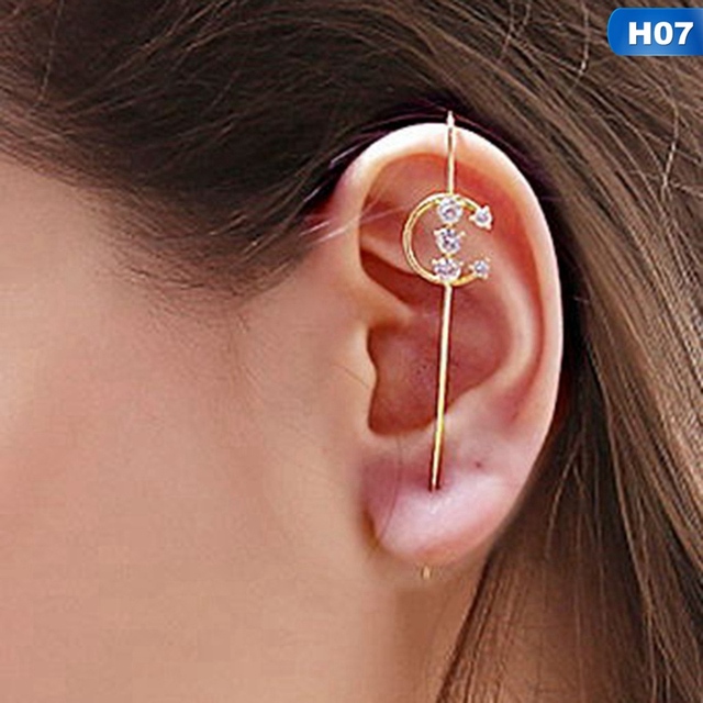 Kolczyki do uszu Ear Wrap Crawler Hook - Kryształowe kolczyki na wtyk pojedyncze, trendy wokół auricle, dla kobiet (1 sztuka) - Wianko - 13