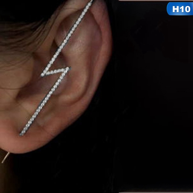 Kolczyki do uszu Ear Wrap Crawler Hook - Kryształowe kolczyki na wtyk pojedyncze, trendy wokół auricle, dla kobiet (1 sztuka) - Wianko - 16