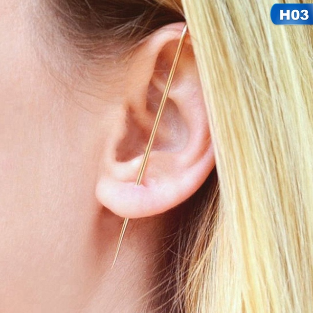 Kolczyki do uszu Ear Wrap Crawler Hook - Kryształowe kolczyki na wtyk pojedyncze, trendy wokół auricle, dla kobiet (1 sztuka) - Wianko - 8