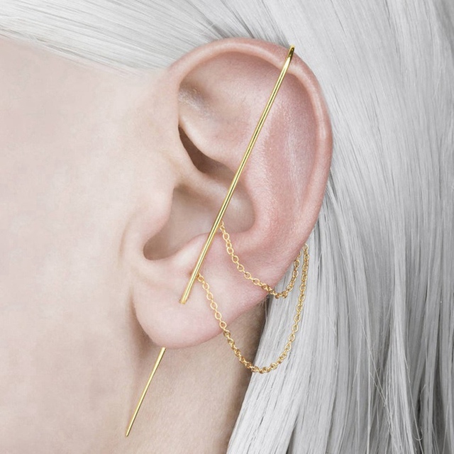 Kolczyki do uszu Ear Wrap Crawler Hook - Kryształowe kolczyki na wtyk pojedyncze, trendy wokół auricle, dla kobiet (1 sztuka) - Wianko - 2